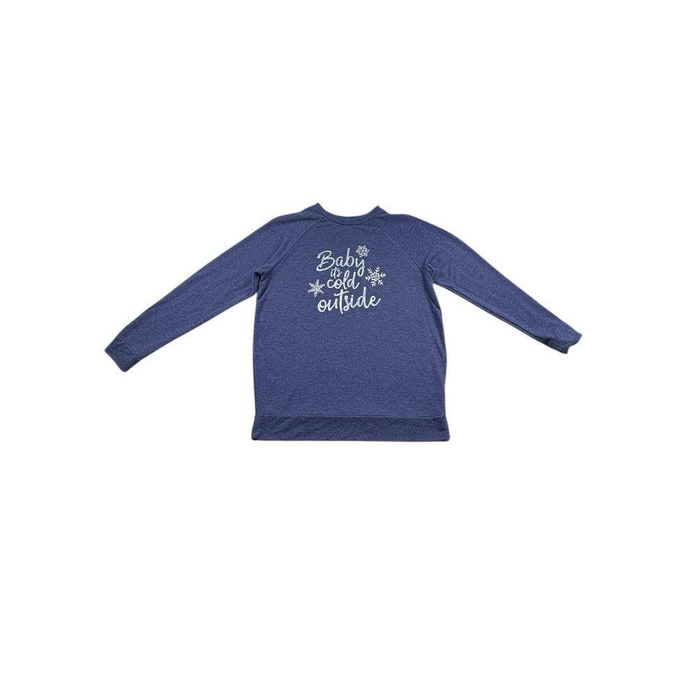 Motherhood Maternity Baby It's Cold‎ Outside Sweatshirt Medium Blue